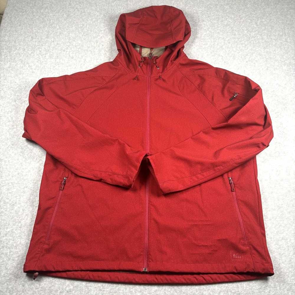 REI McCone Soft Shell Jacket Men's XXL Red DWR Stretch Full Zip Outdoor Hiking